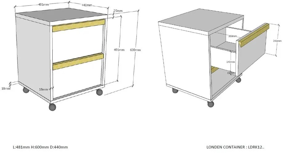 Тъмносиво детско шкафче 48x60 cm London – Vipack