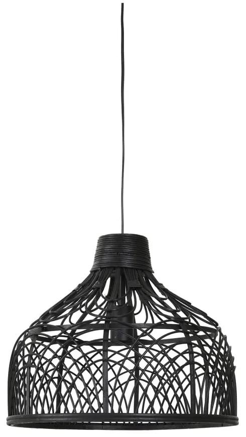 Черна лампа за таван с абажур от ратан ø 42 cm Pocita - Light &amp; Living