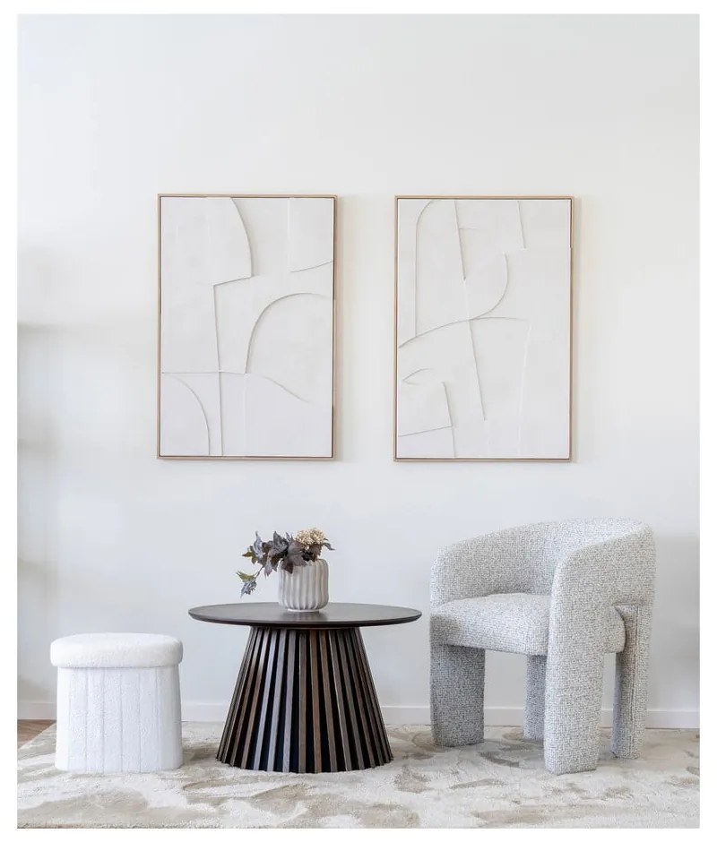 Бяла табуретка от прежда с примки от букле Medford – House Nordic