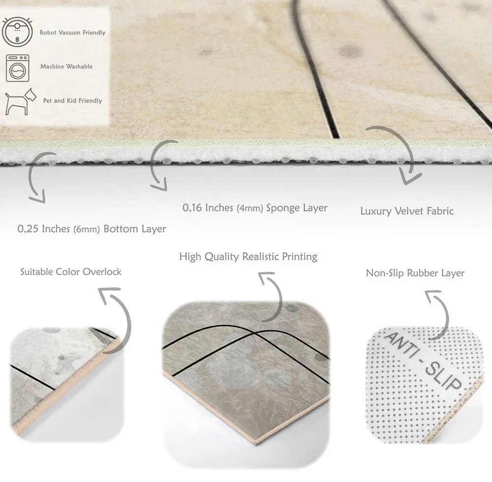 Сиво-кремава пътека подходяща за пране 80x200 cm Simple Lines – Mila Home