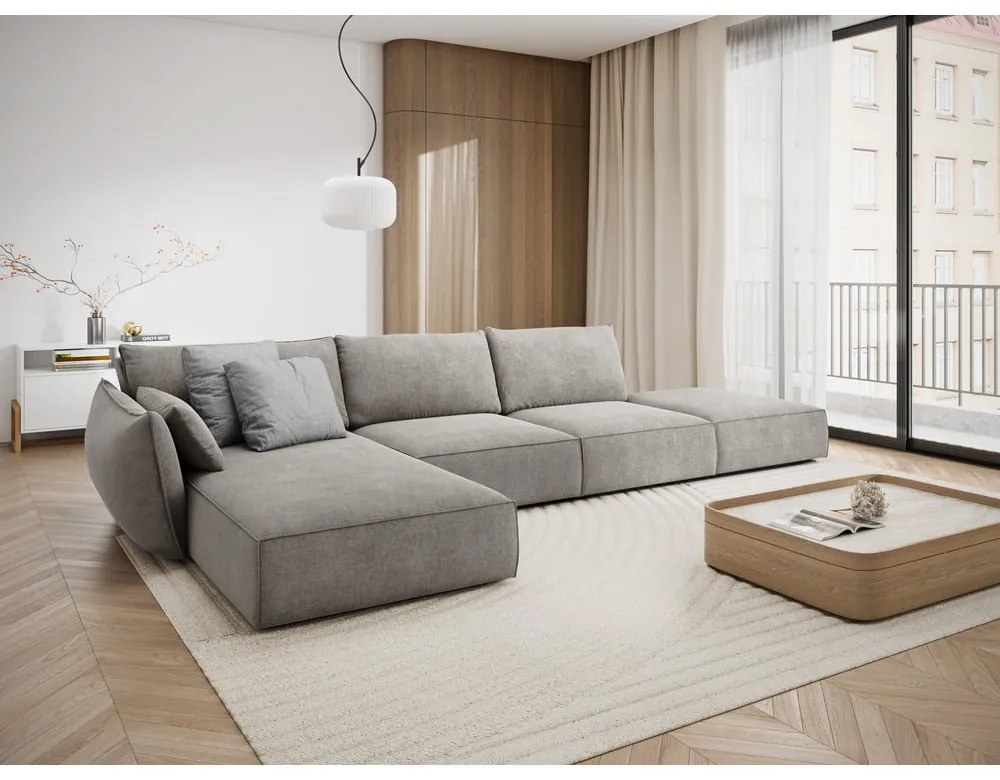 Светлосив ъглов диван (ляв ъгъл) Vanda - Mazzini Sofas