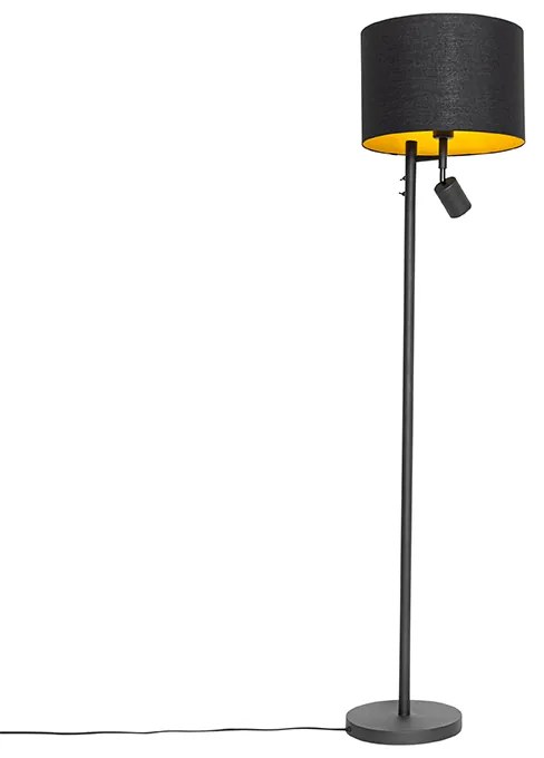 Подова лампа черна със златен интериор и лампа за четене - Jelena