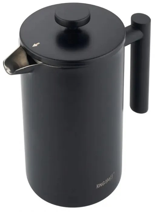 Френска преса за кафе/чай Kinghoff KH 1996, 1 л, Неръждаема стомана, Двойни стени, Черен