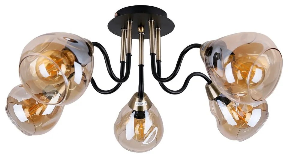 Таванно осветително тяло със стъклен абажур в черно и златисто Unica - Candellux Lighting