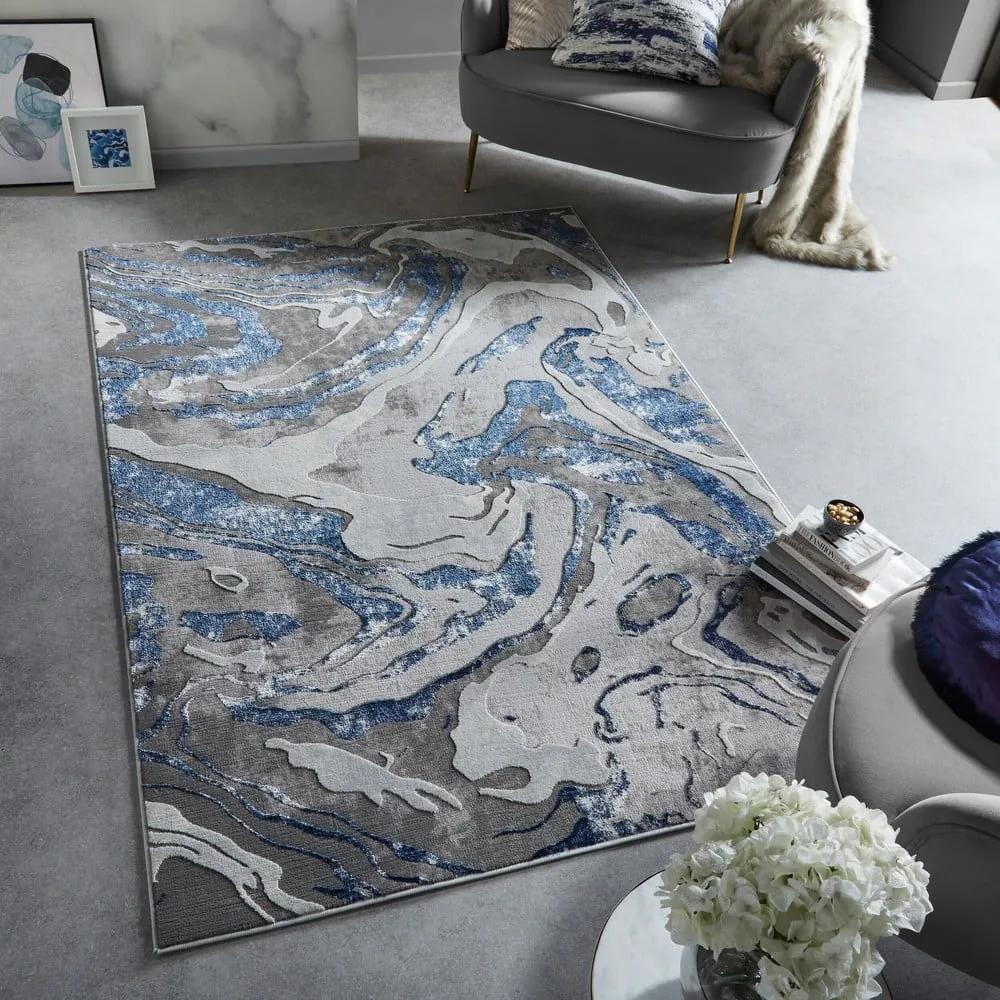 Синьо-сив килим , 200 x 290 cm Marbled - Flair Rugs