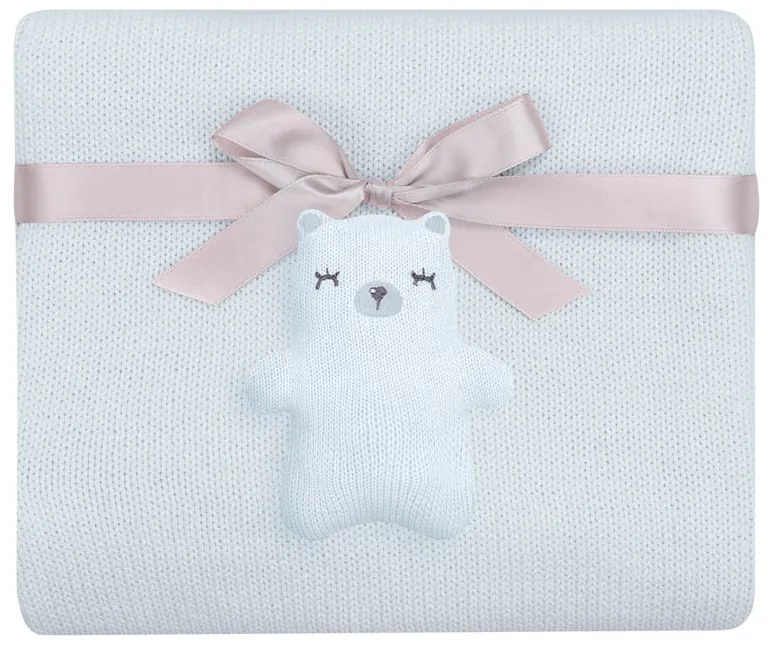 KIKKA BOO Плетено памучно одеяло BEAR WITH ME BLUE