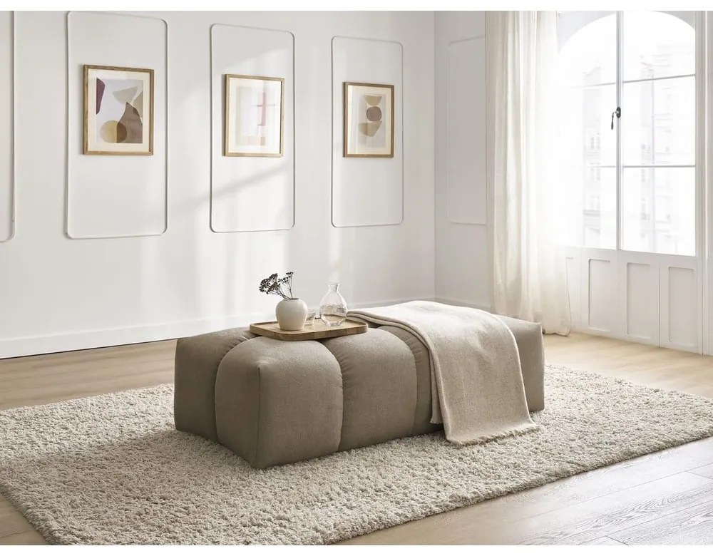 Кафяво-сива табуретка от прежда с примки от букле Everest – Bobochic Paris