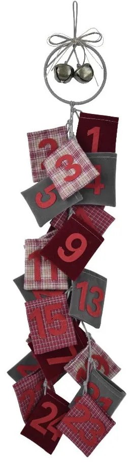 Червен висящ адвентен календар от вълна Адвент, височина 77 см - Ego Dekor