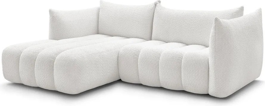 Бял ъглов диван от прежда с примки от букле (ляв ъгъл) Azra – Bobochic Paris