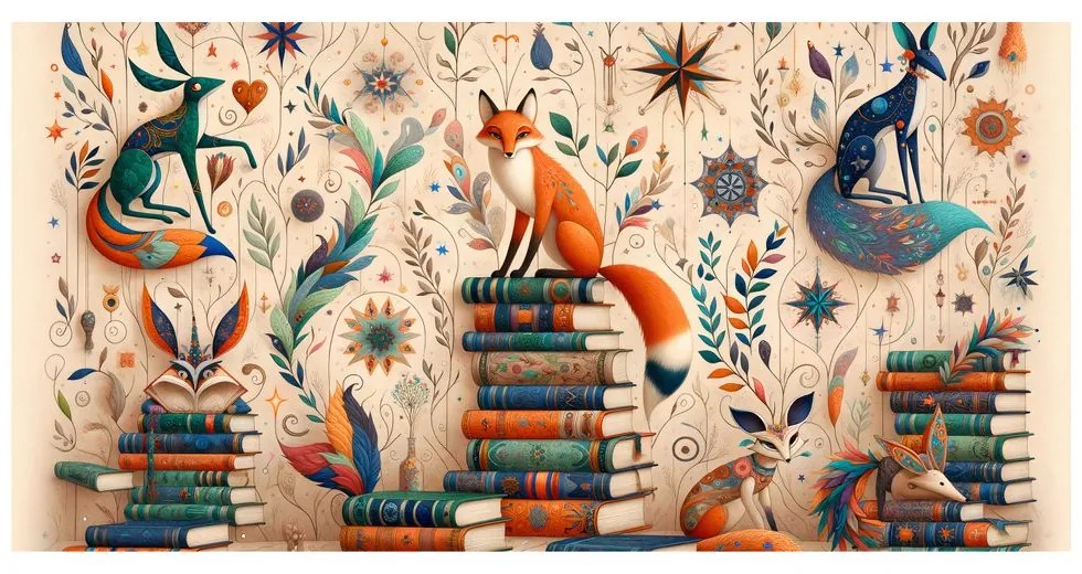 Картина на платно – Лисица между книги