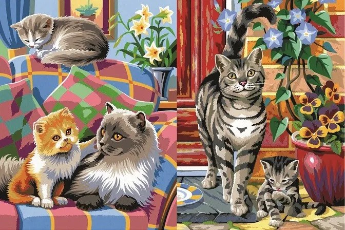 KSG Craft - Рисуване по номера - Котета две картини