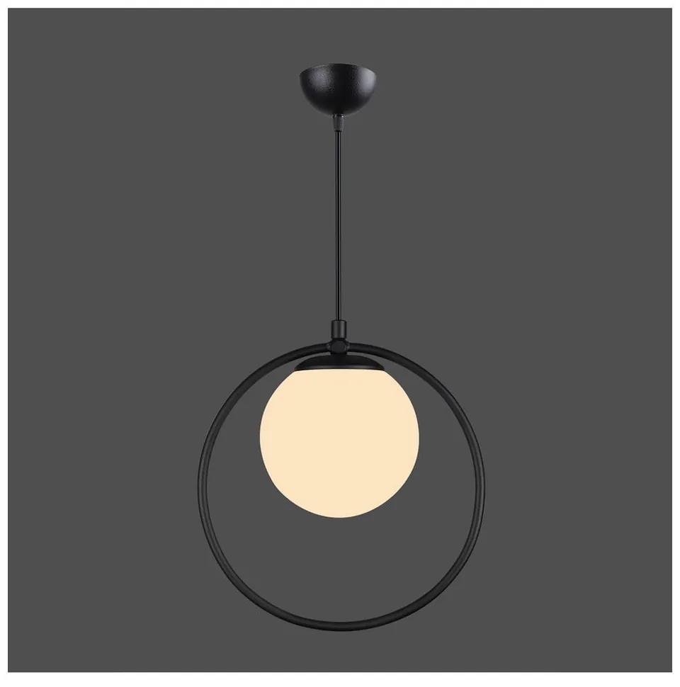 Черна метална висяща лампа със стъклен абажур ø 15 cm Ates - Squid Lighting