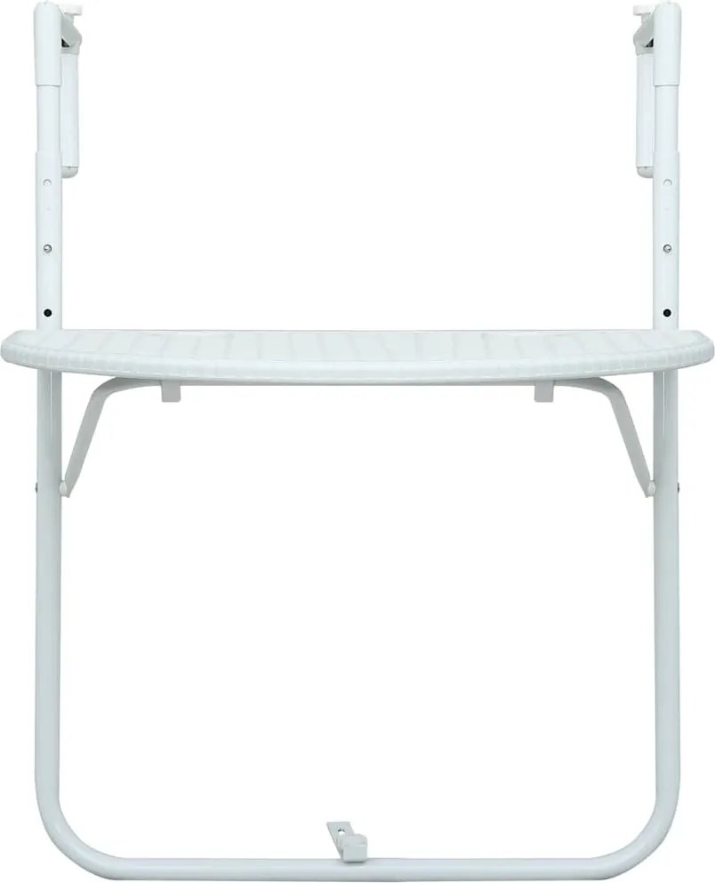 47893 vidaXL Окачена балконска маса, бяла, 60x64x83,5 см, пластмасов ратан