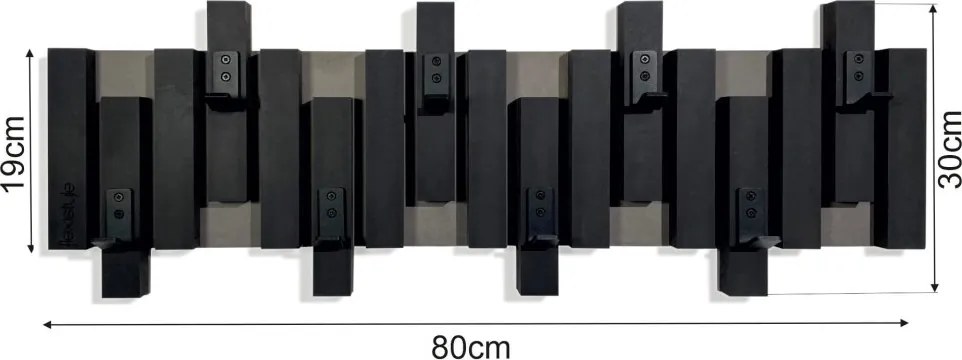 Черна стенна закачалка за дрехи Šírka: 40 cm | Výška: 30 cm