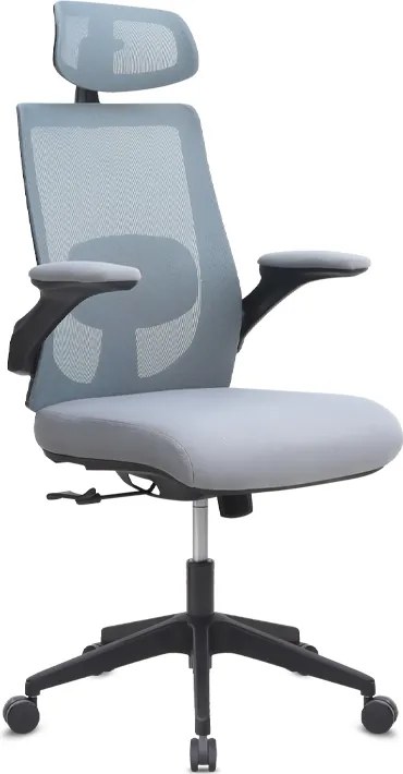 Офисен стол Belora с мрежеста материя в сив цвят 63.5x62x117/127см.