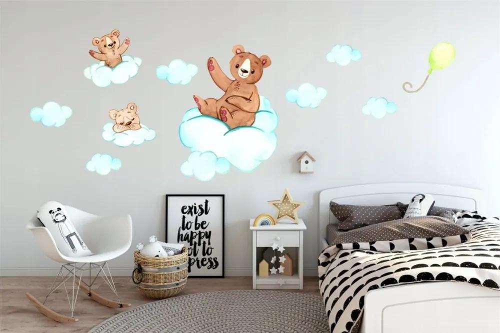 Радостен детски стикер за стена Семейство мечки 100 x 200 cm