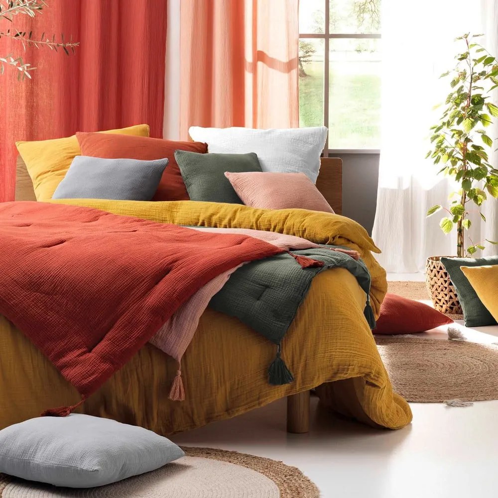 Бяло удължено муселиново двойно спално бельо 240x260 cm Angelia – douceur d'intérieur
