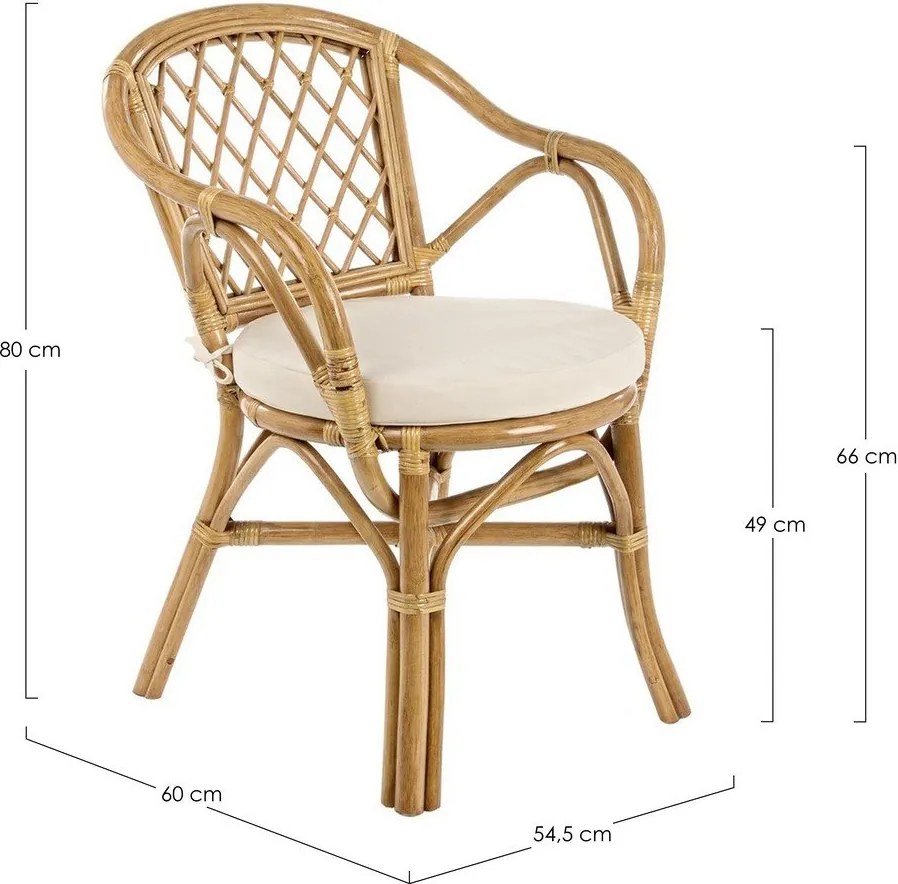 Градински стол от масивно дърво/ратанов в естествен цвят Athina – Bizzotto