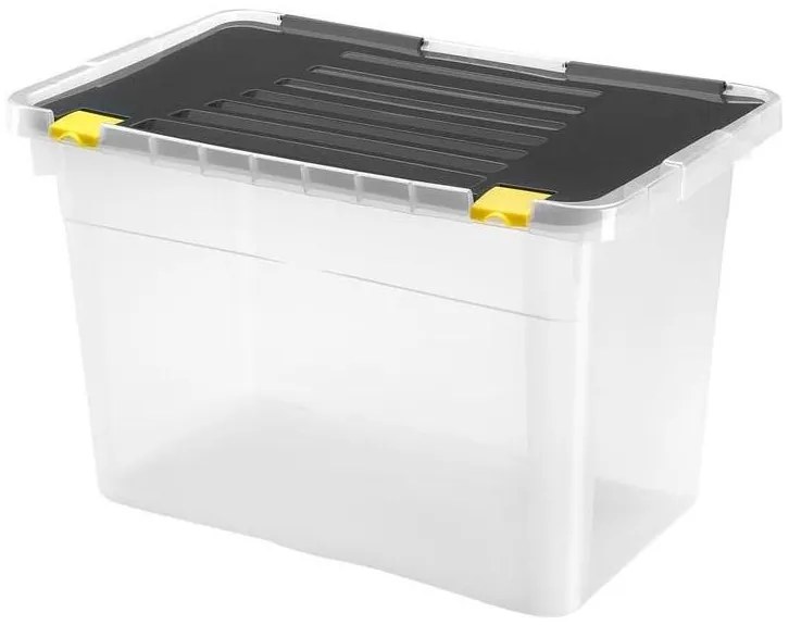 Кутия за съхранение 54 л, черна/прозрачна