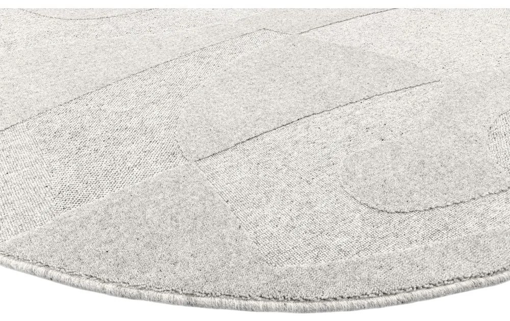 Светлосив вълнен кръгъл килим ø 120 cm Morphic Botanica – Agnella