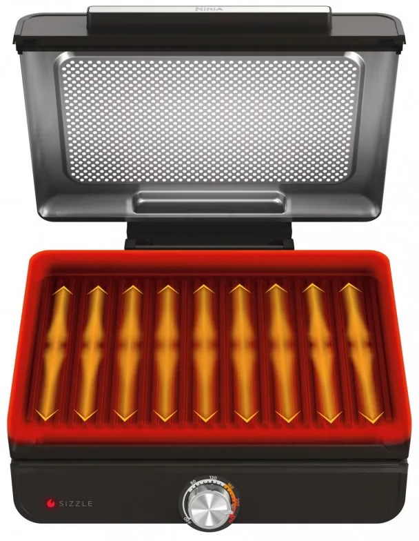 Електрическа скара Ninja GR101EU, 1450W, 28х37 см, Бързо загряване, 60-260C, 2 Плочи, Черен