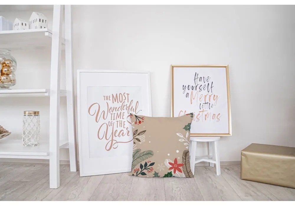 Коледна възглавница с памучна калъфка Клони, 45 x 45 cm Frosted Branches - Butter Kings