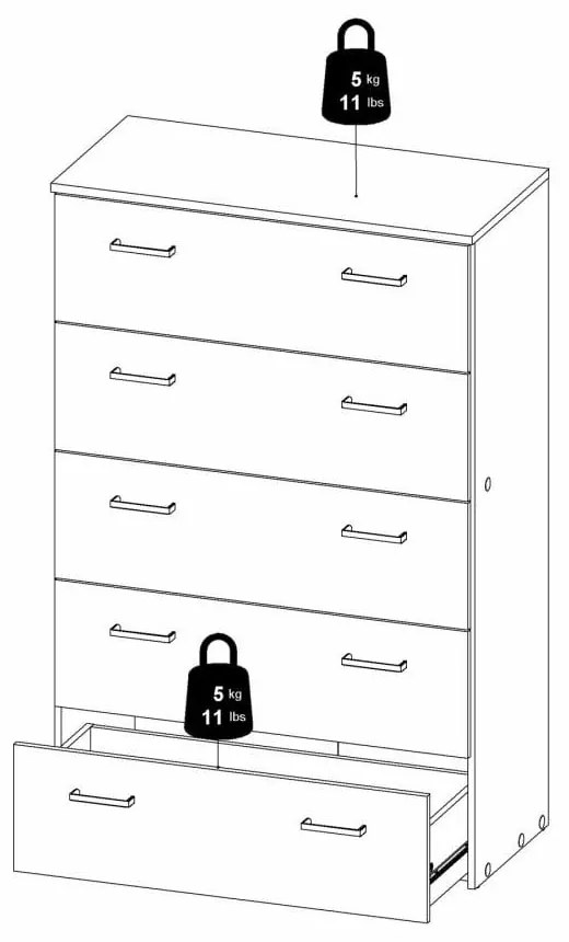 Бял висок скрин 74x115 cm Space – Tvilum