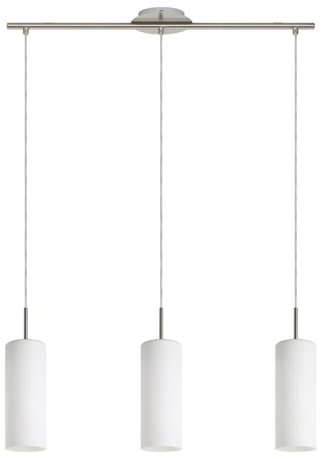 Бяло и сребристо висящо осветително тяло със стъклен абажур TROY 3 – EGLO