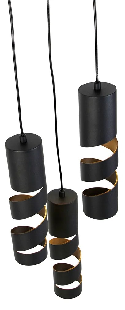 Moderne hanglamp zwart 3-lichts - Stream
