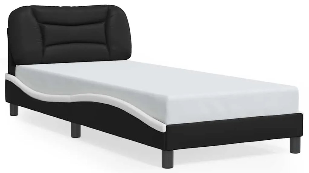 3207965 vidaXL Рамка за легло без матрак Hvar, черно-бяла, 80x200 см, изкуствена кожа