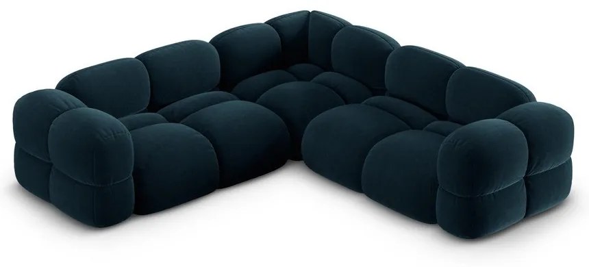 Тъмносин кадифен ъглов диван Loretto – Cosmopolitan Design