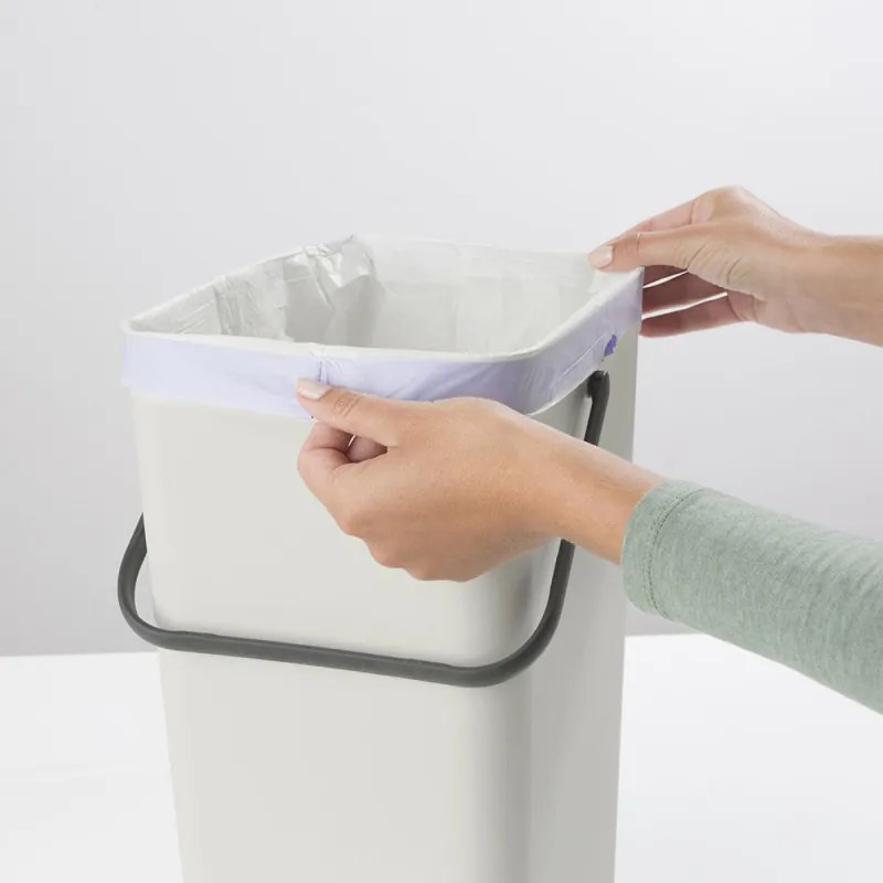 Кош за разделно събиране на боклук Brabantia Sort&Go 1005516, 16 л, Дръжка, Възможност за стенен монтаж, Светлосив