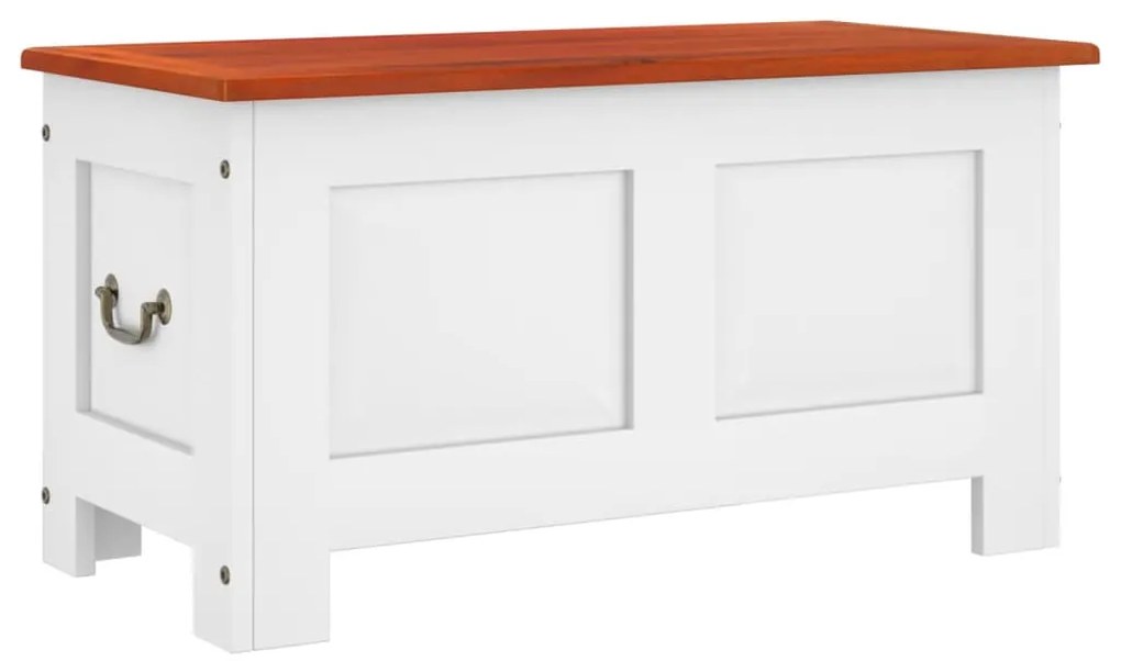 364918 vidaXL Сандък за съхранение с капак, кафяво и бяло, акациев масив