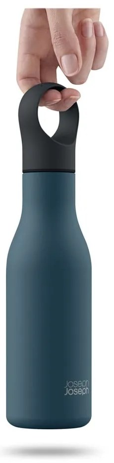 Тъмно синя бутилка от неръждаема стомана за пътуване 500 ml Loop - Joseph Joseph