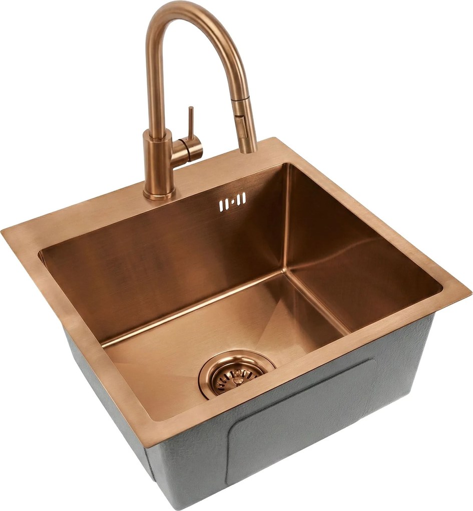 Стоманена мивка Leo 40 BRUSH COPPER