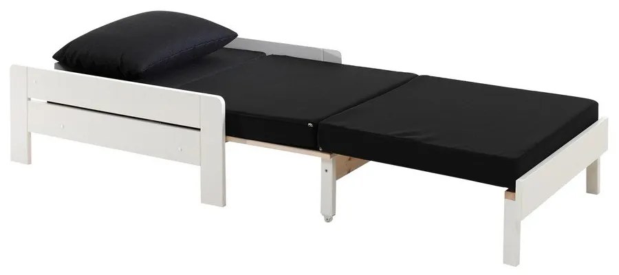 Бяло повдигнато детско легло от масивен бор с място за съхранение 90x200 cm PINO – Vipack