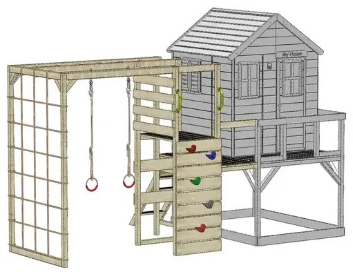 Къща за игра Мy Lodge с платформа, фитнес/гимнастика и една люлка - 3 цвята