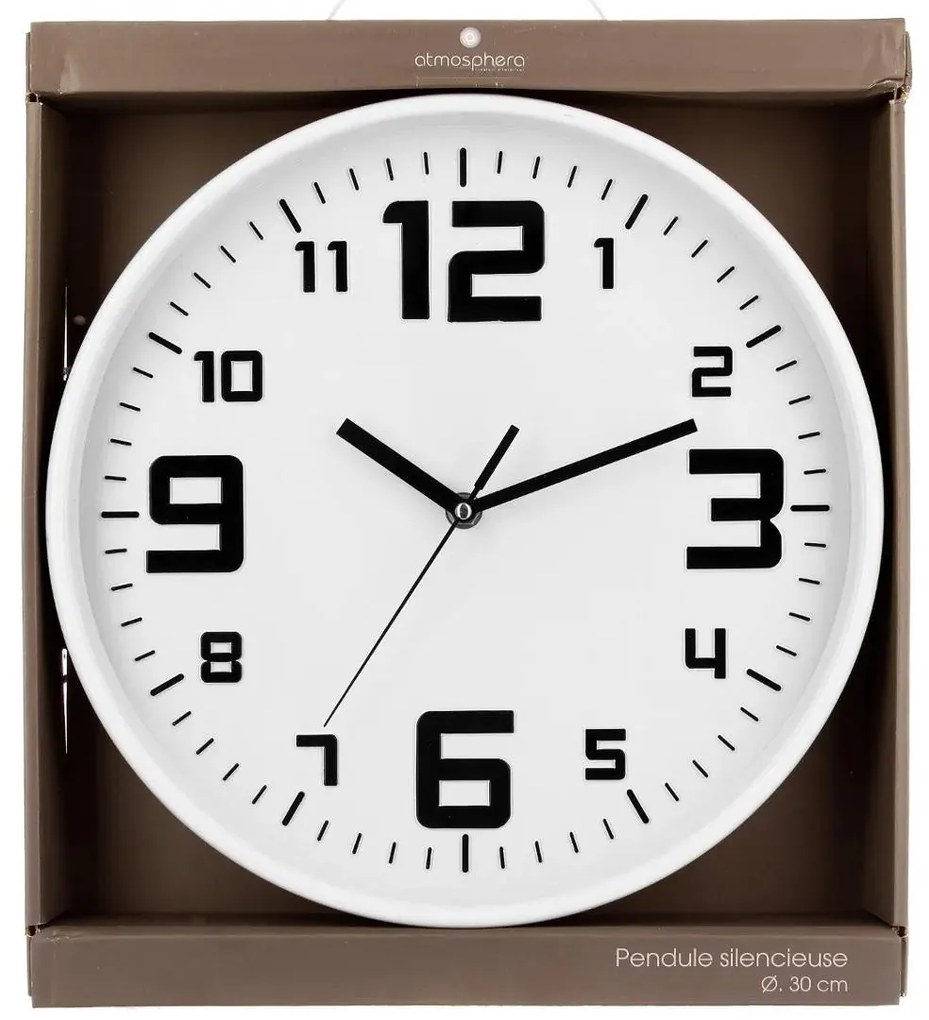 Стенен часовник atmosphera Elian, Ø30 cm - Бял