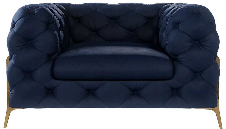 Тъмносиньо кадифено кресло Chelsea Bis – Ropez