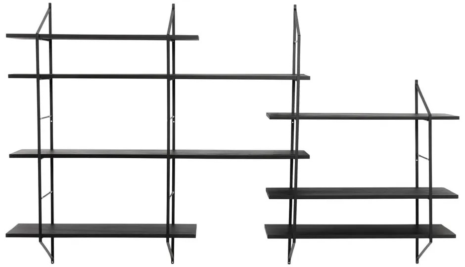 Черен на няколко нива стенен рафт от масивна Пауловния 196 cm Belfast – Actona