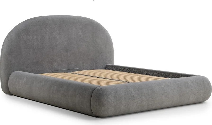 Сиво двойно легло 180x200 cm тапицирано с място за съхранение с включена подматрачна рамка Maumere – Maison de Rêve