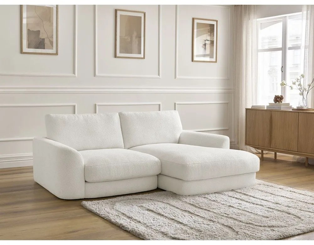 Бял ъглов диван от прежда с примки от букле (десен ъгъл) Leonore – Bobochic Paris