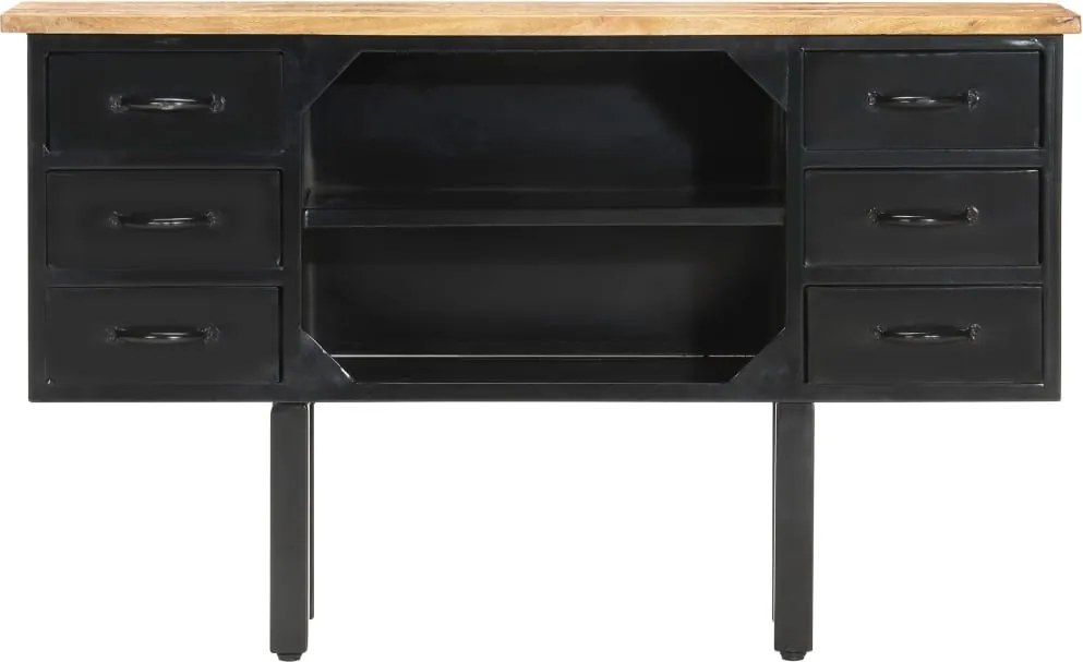 321571 vidaXL Сайдборд, 110x30x65 см, грубо мангово дърво масив и стомана