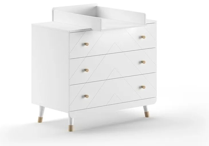 Бял детски скрин с маса за преповиване 100x100x74 cm Billy – Vipack