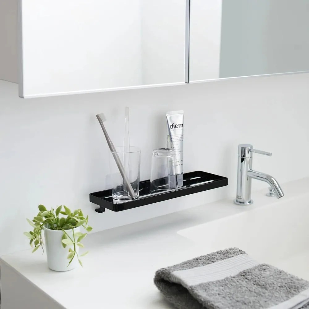 Матово черно стоманен рафт за баня без пробиване Film Hook – YAMAZAKI