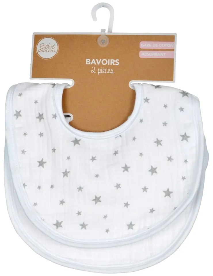 Бели муселинови детски лигавници 2 броя – Bébé Douceur