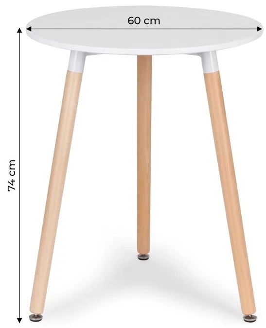 Бяла кръгла маса за кафе 60cm