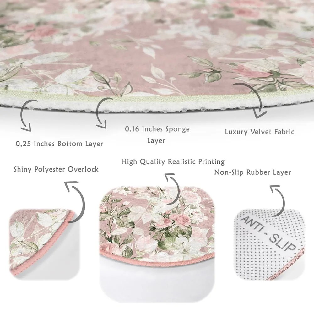 Светлорозов кръгъл килим подходящ за пране и за прахосмукачки роботи ø 100 cm Comfort – Mila Home