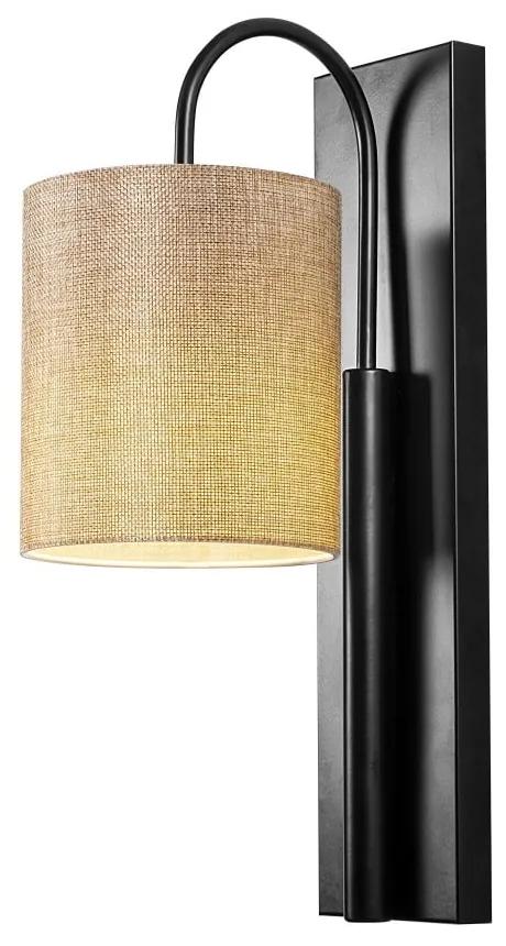 Черна метална стенна лампа със светлокафяв абажур Opviq lights Julia - Opviq lights