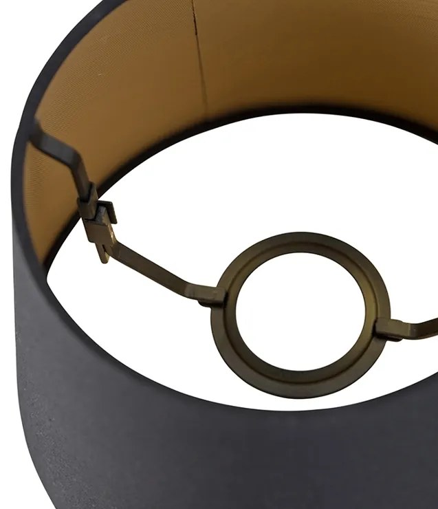 Абажур от памук черен 20/15/13 със златен интериор